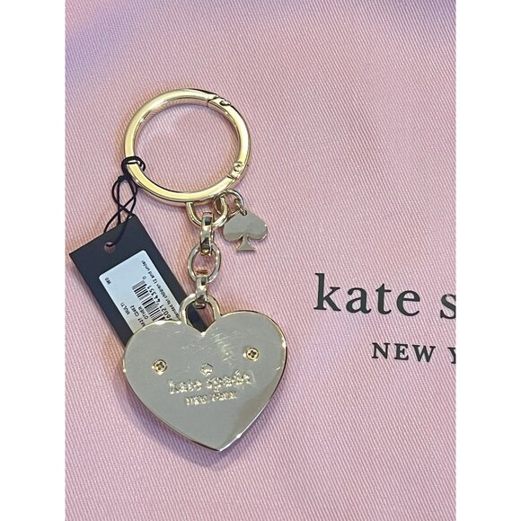 Kate Spade Heart Hardware Metal Keyfob Keychain Bag Charm Red NWT - Picture 4 of 6